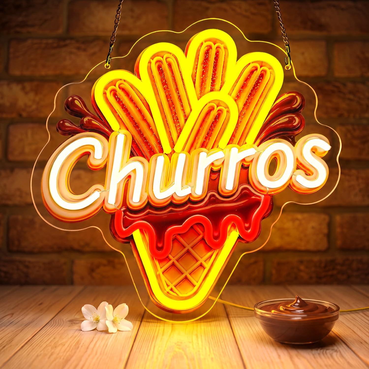 Outdoor Lighting For Store - Churros Neon Sign USB Dimmable LED