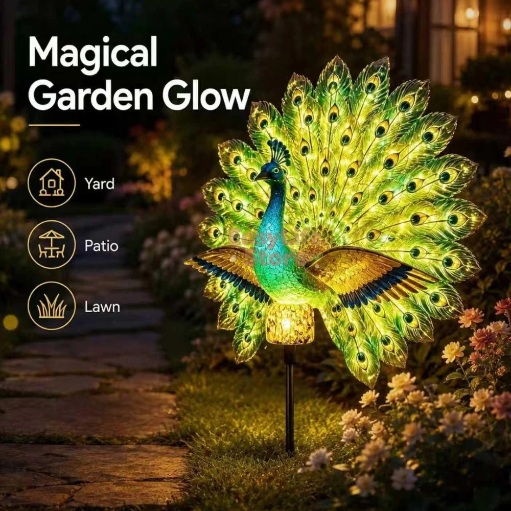 Outdoor Lighting For Gazebo - Solar Peacock Garden Sculpture, Outdoor Decor