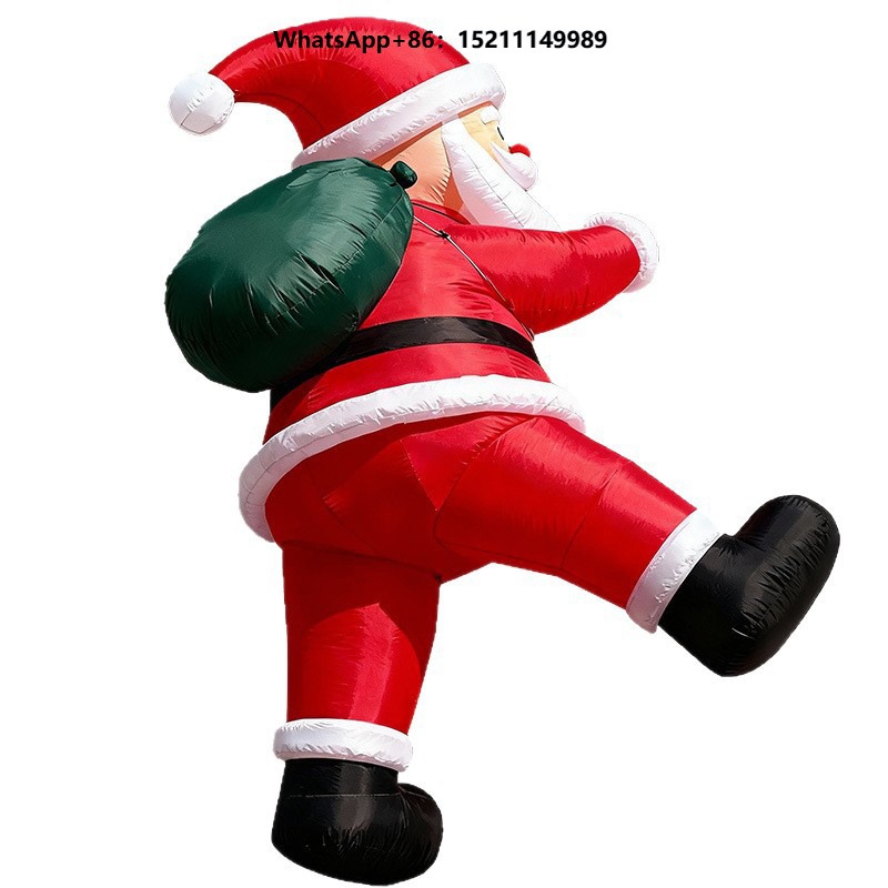 Outdoor Lighting For Store - Inflatable Hanging Santa LED Lighted Store