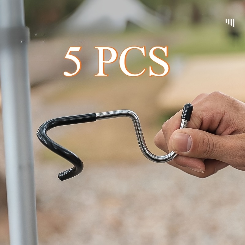 Outdoor Lighting Pole - 5pcs No-Drill Tail Hooks, Camping Balcony