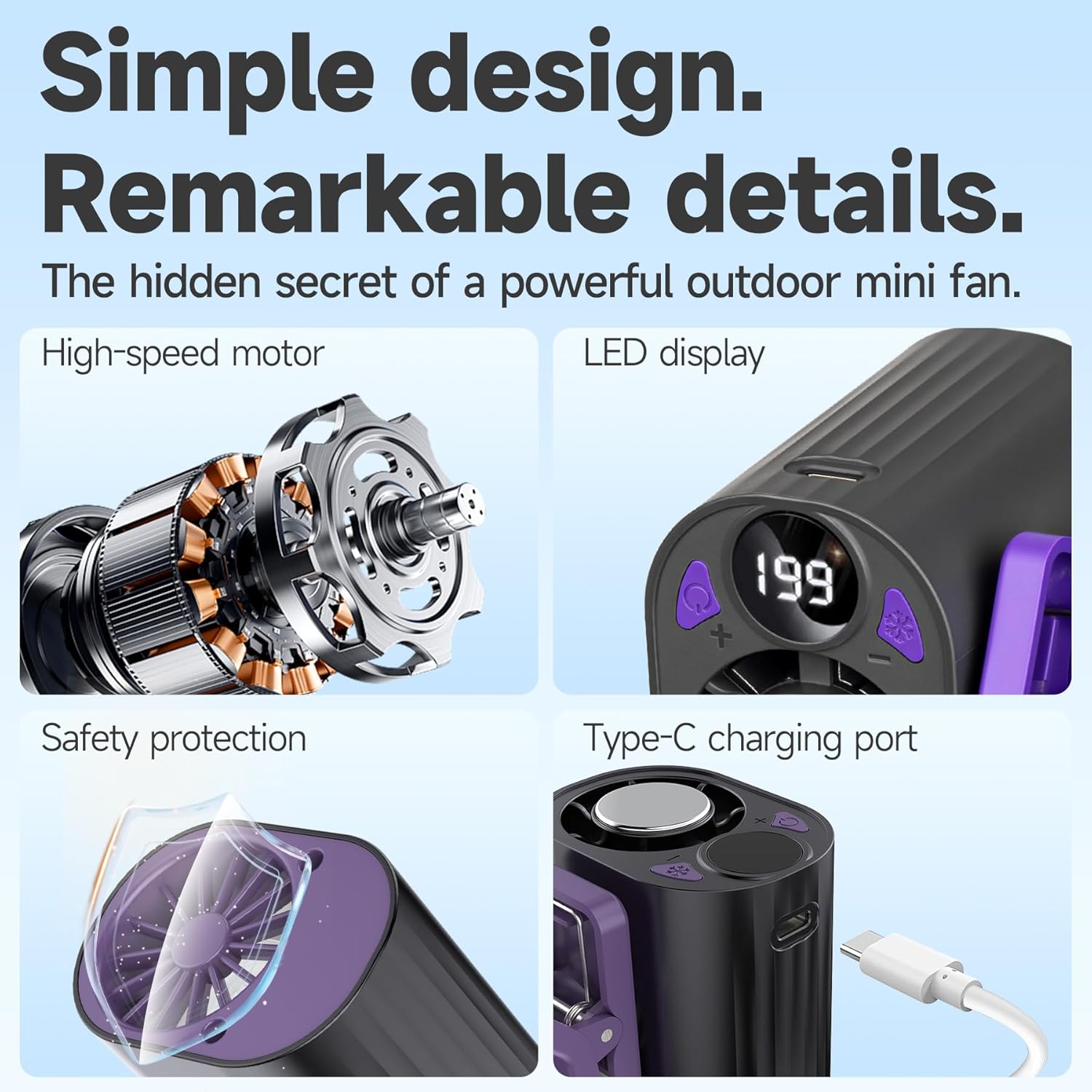 199 Speeds Portable Clip Fan W - Umbrella Led Clip 评论和价格