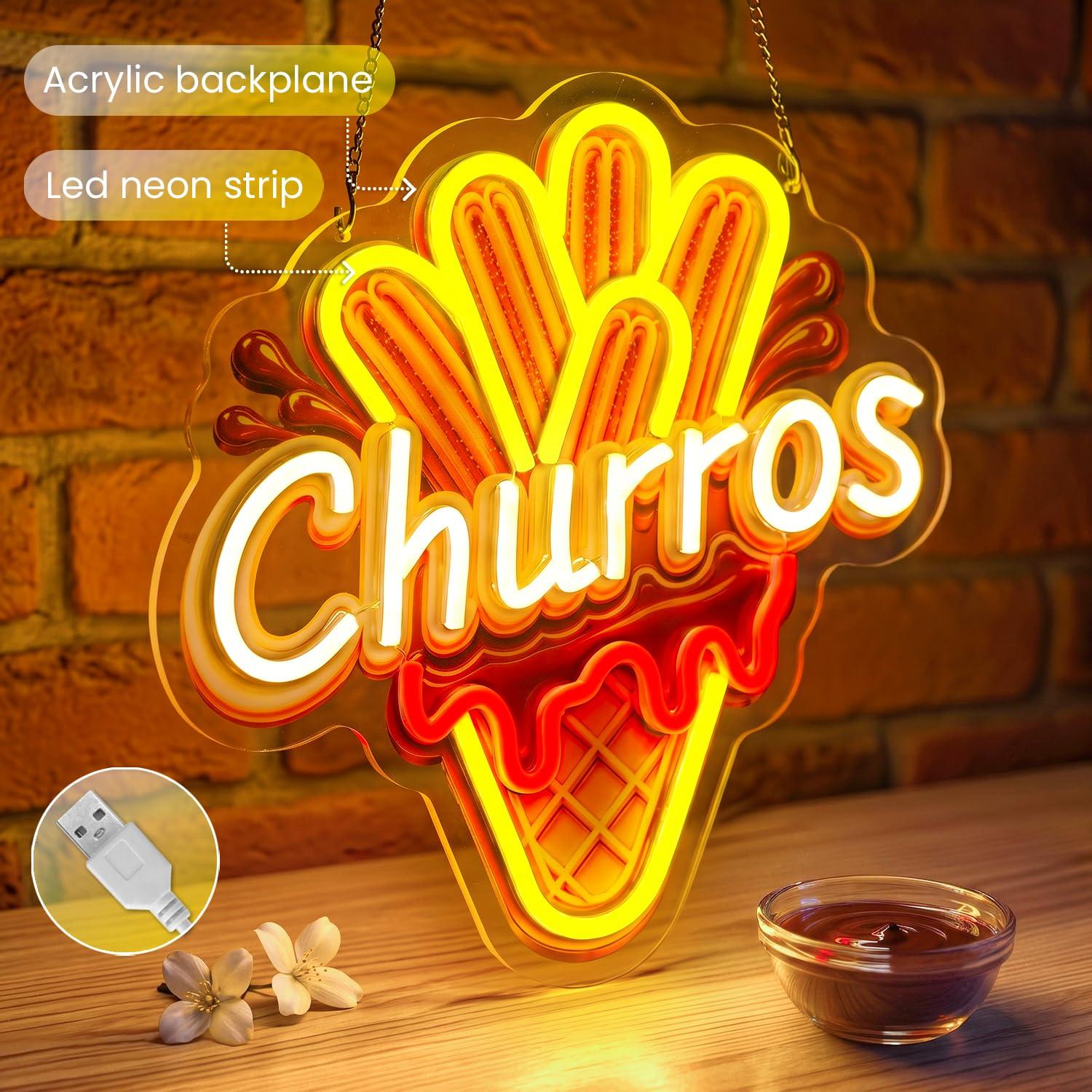 Churros Neon Sign USB Dimmable - Outdoor Lighting For Store 评论和价格