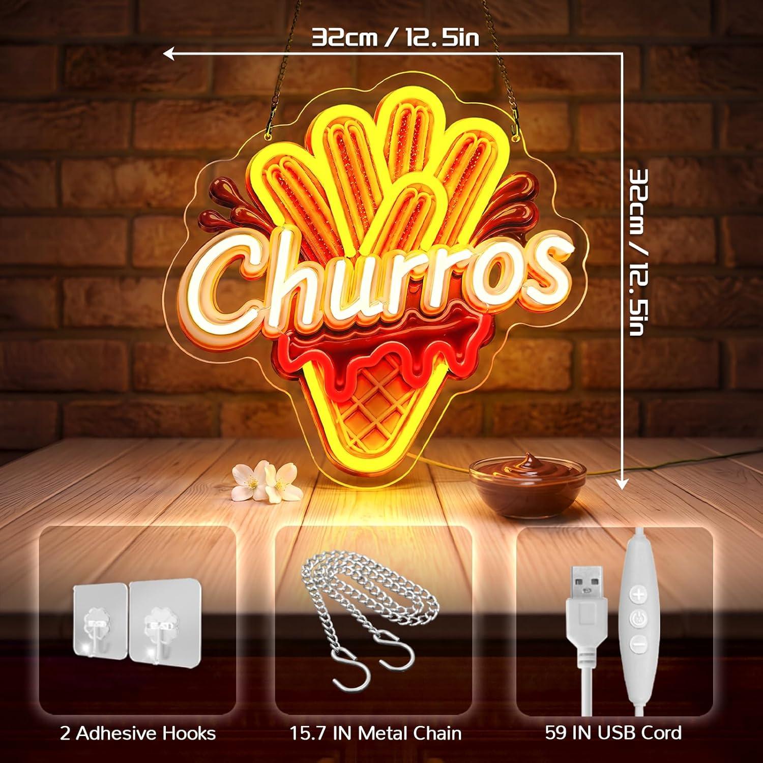 Churros Neon Sign USB Dimmable - Outdoor Lighting For Store 评论和价格