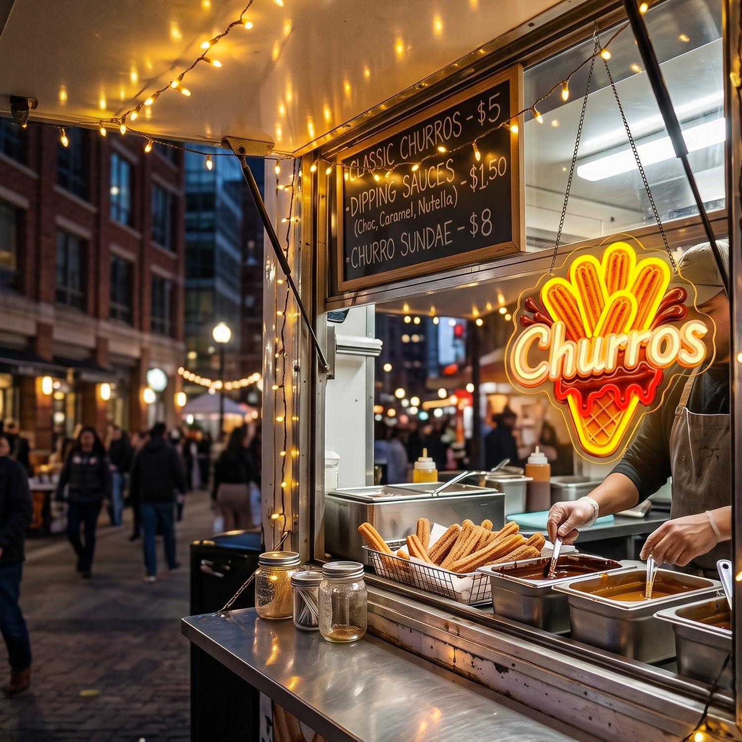 Churros Neon Sign USB Dimmable - Outdoor Lighting For Store 评论和价格