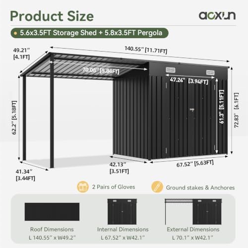 6x4FT Outdoor Storage Shed & H - Outdoor Lighting For Gazebo 评论和价格