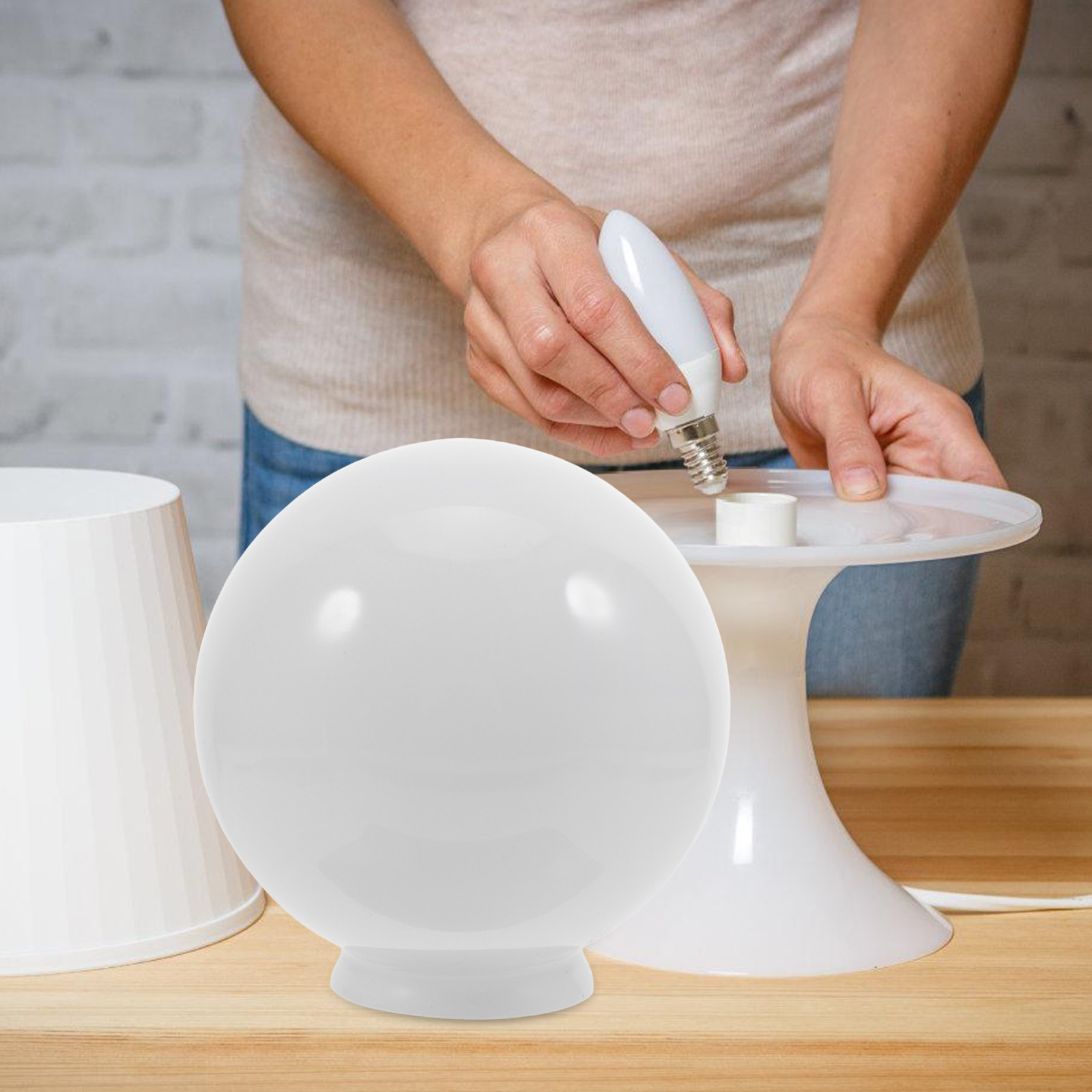 Round Opal White Glass Lamp Sh - Outdoor Lighting Glass Replacement 评论和价格