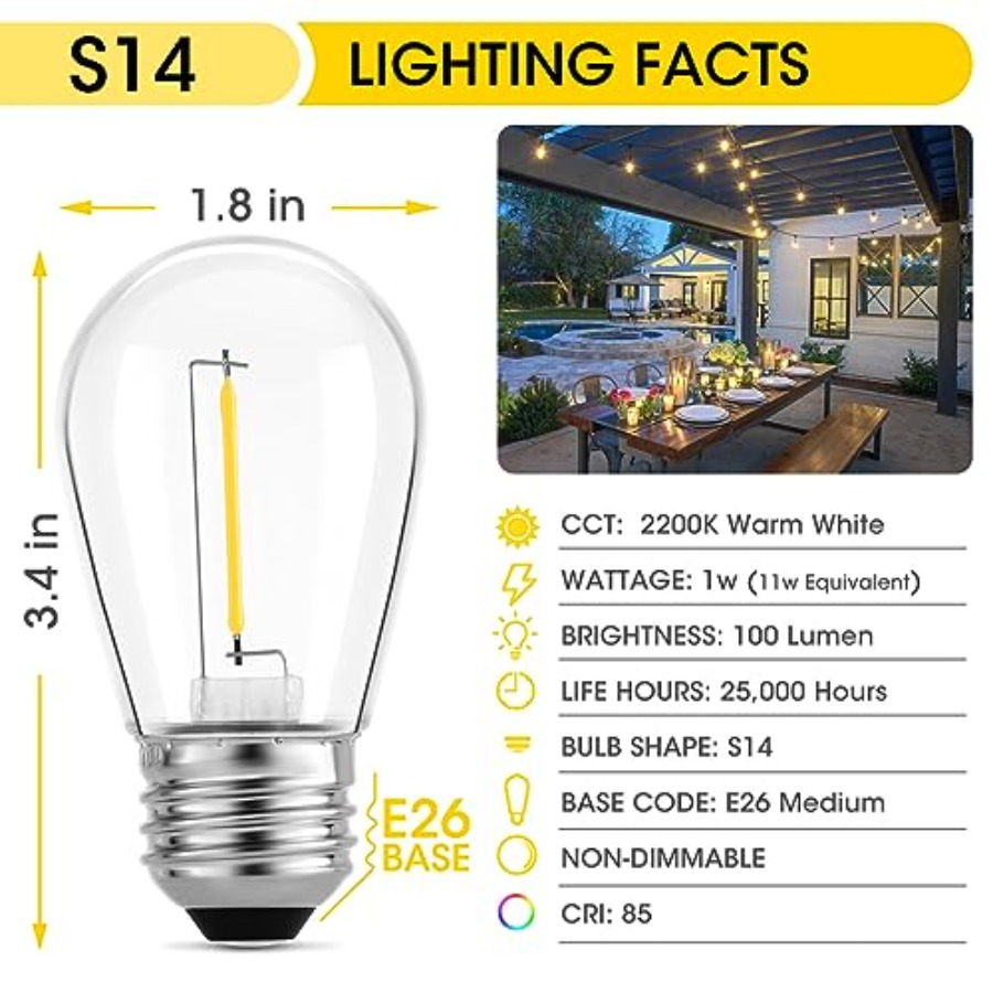36 Pack S14 LED Bulbs for Outd - Outdoor Lighting Led 评论和价格