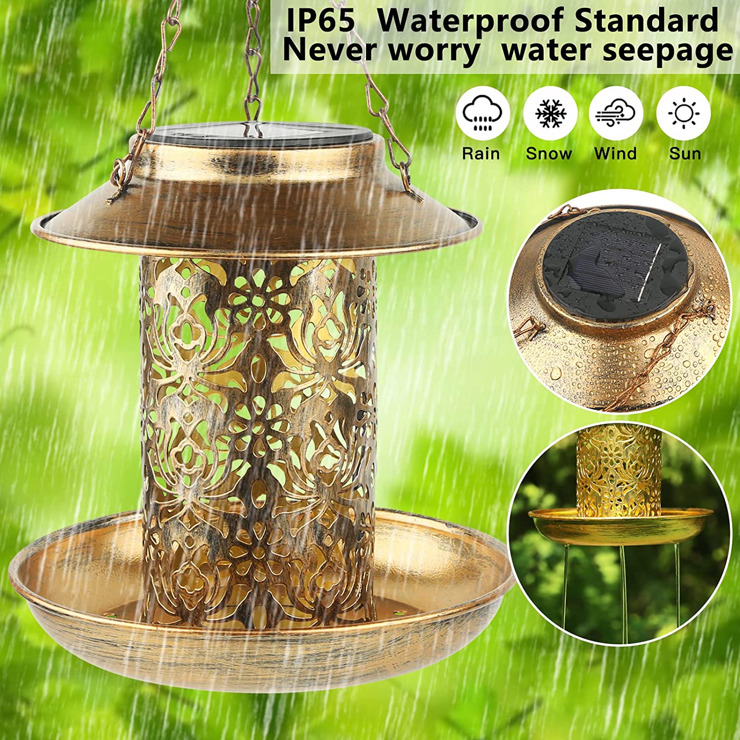 Solar Bird Feeder Metal Outdoo - Outdoor Lighting Backyard Ideas 评论和价格