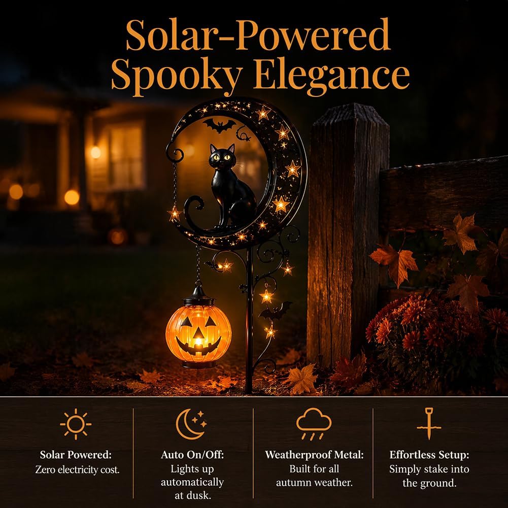 Solar Halloween Black Cat & Pu - Outdoor Lighting Ground 评论和价格