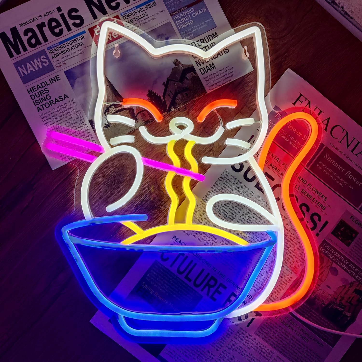 Lucky Cat Noodle LNeon Signs L - Outdoor Lighting For Store 评论和价格
