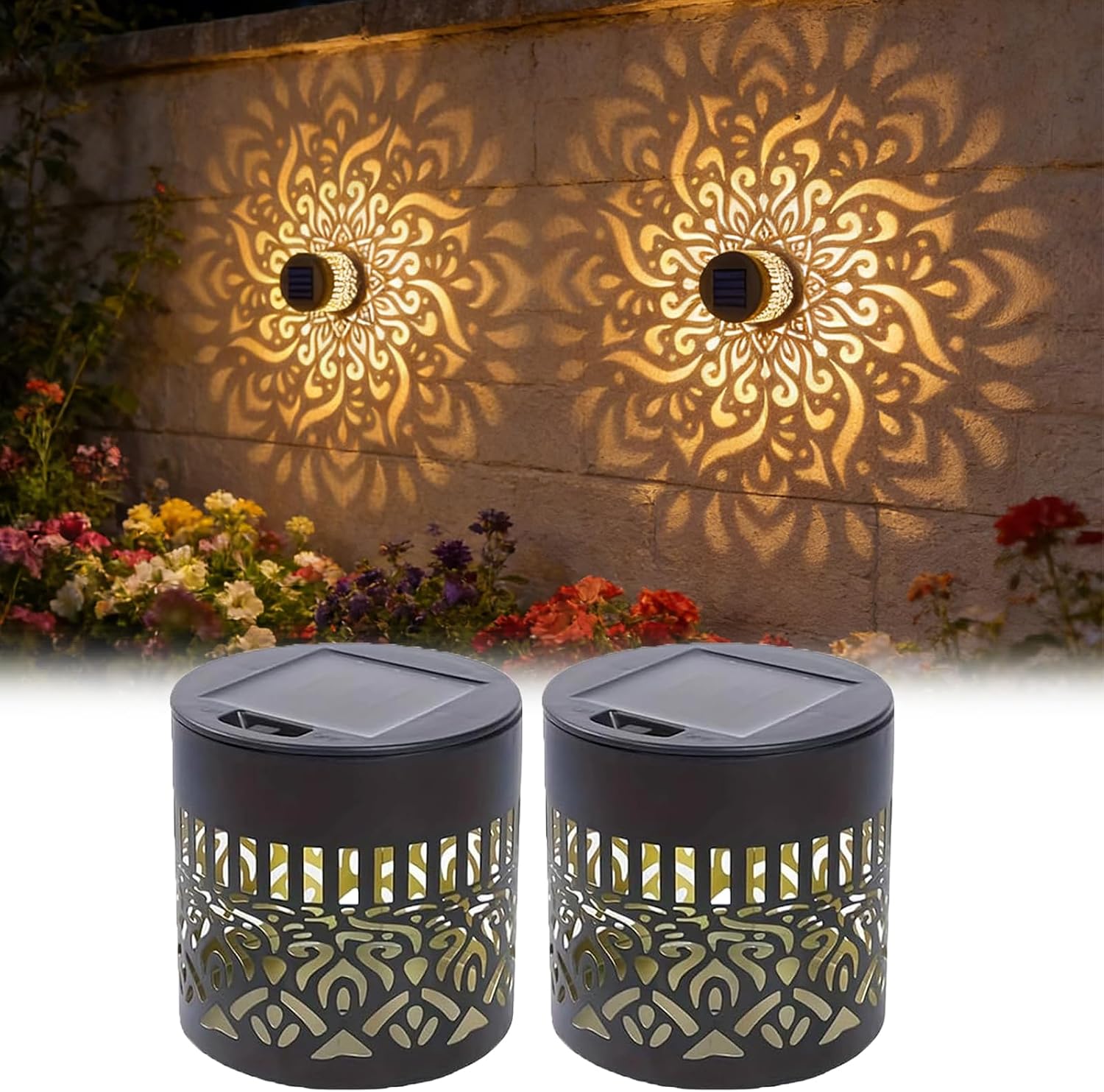 2-Pack Solar Garden Lights IP6 - Outdoor Lighting For Fence 评论和价格