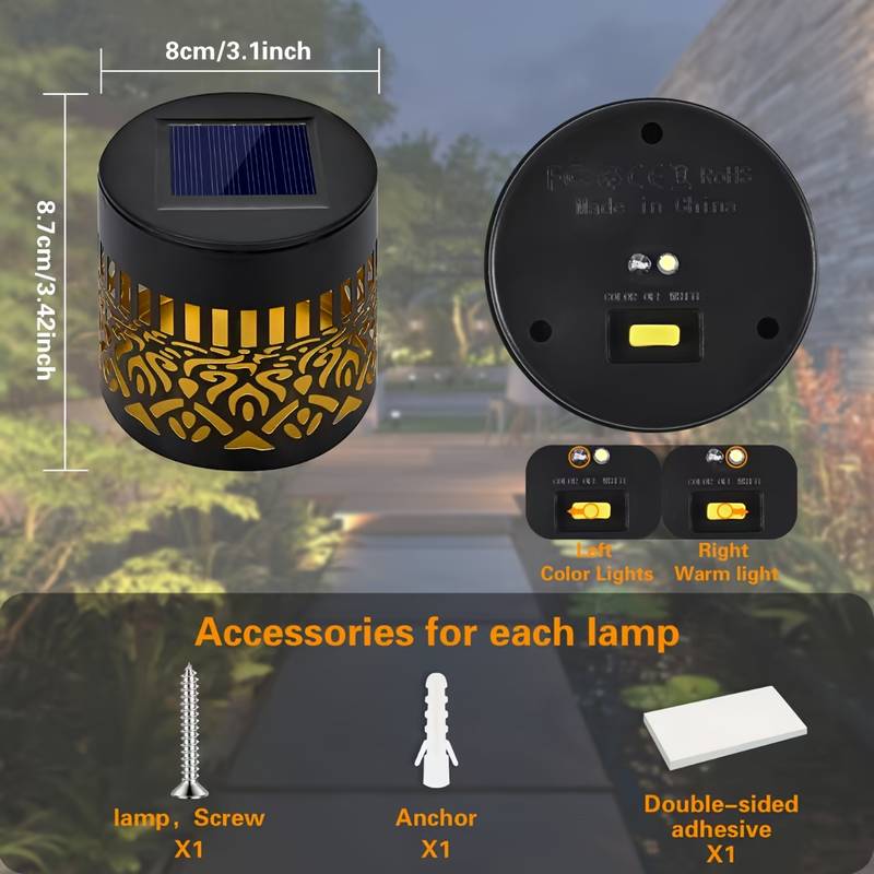 2-Pack Solar Garden Lights IP6 - Outdoor Lighting For Fence 评论和价格