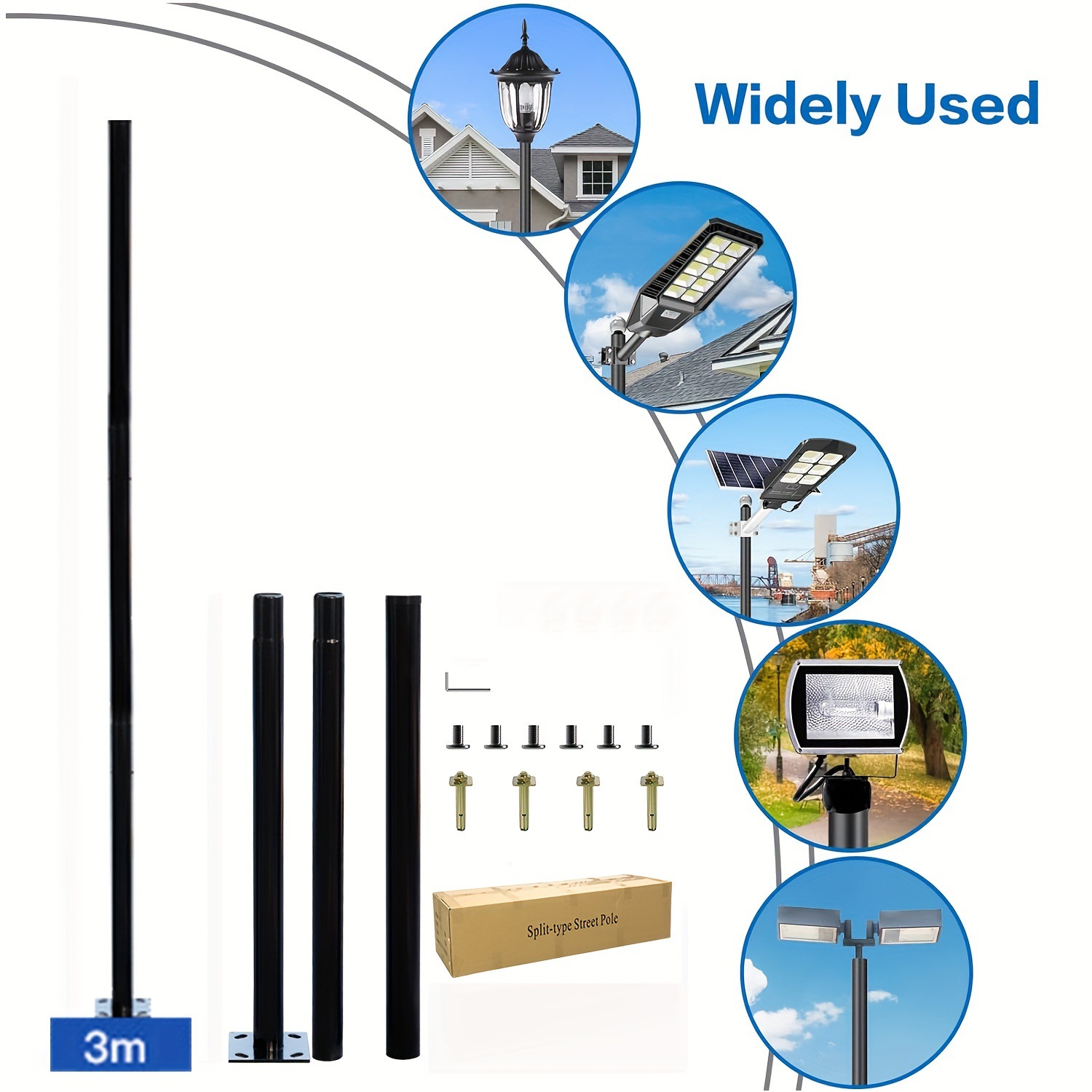 3m Solar Outdoor Split Lamp Po - Outdoor Lighting Pole 评论和价格